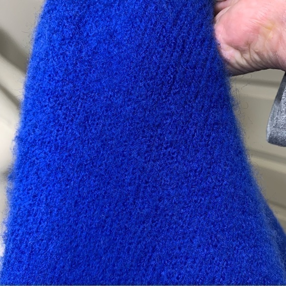 Christian Siriano Knit Cardigan Sweater M Cobalt Blue Wool Blend Fuzzy Top - Picture 12 of 13
